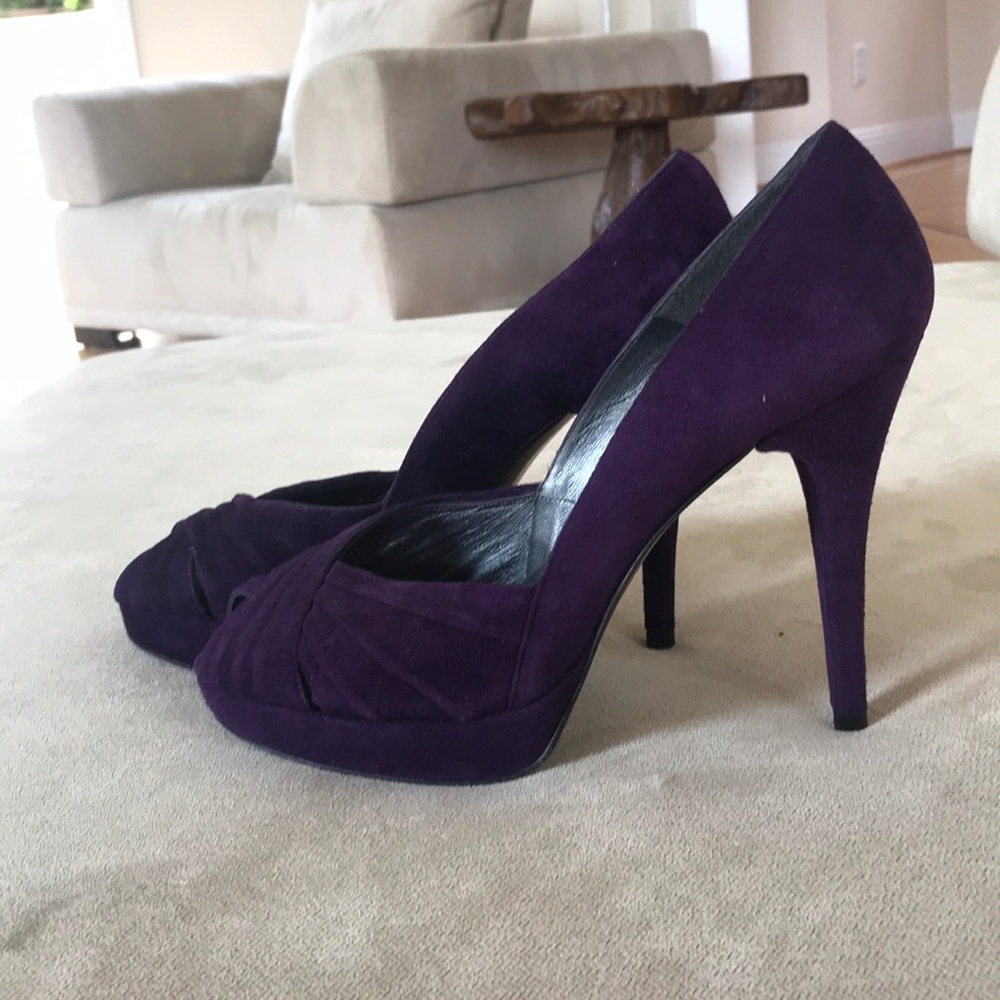 Stuart Weitzman suede platform pumps
